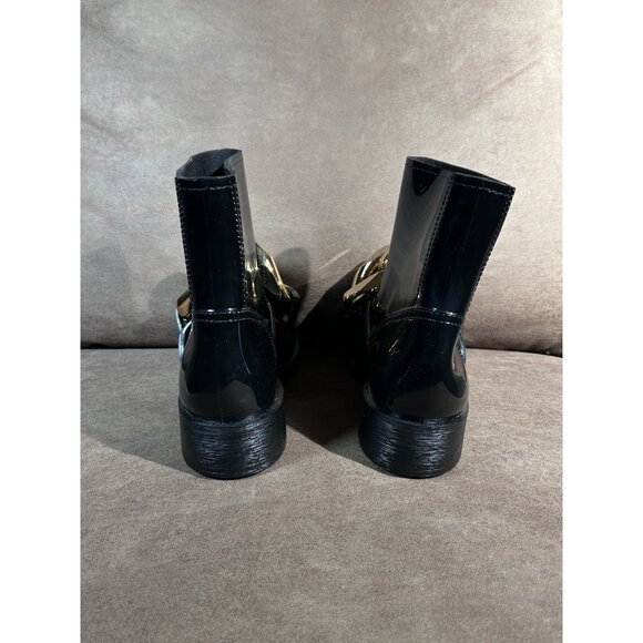 JW Anderson Womens Chain Rubber Heeled Slip On Rain Boots Black Size 7.5 - Picture 7 of 11